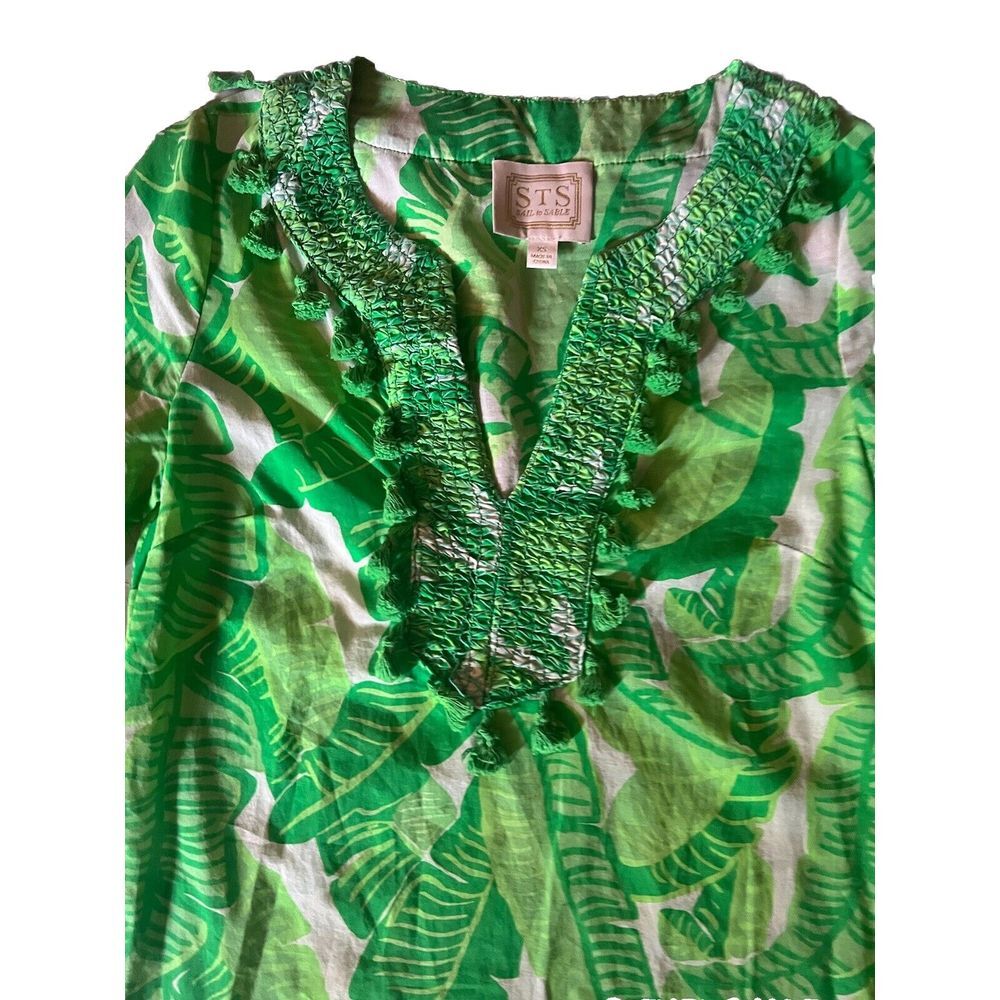 Sail To Sable Palm Print Kaftan With Tassel Trim … - image 5